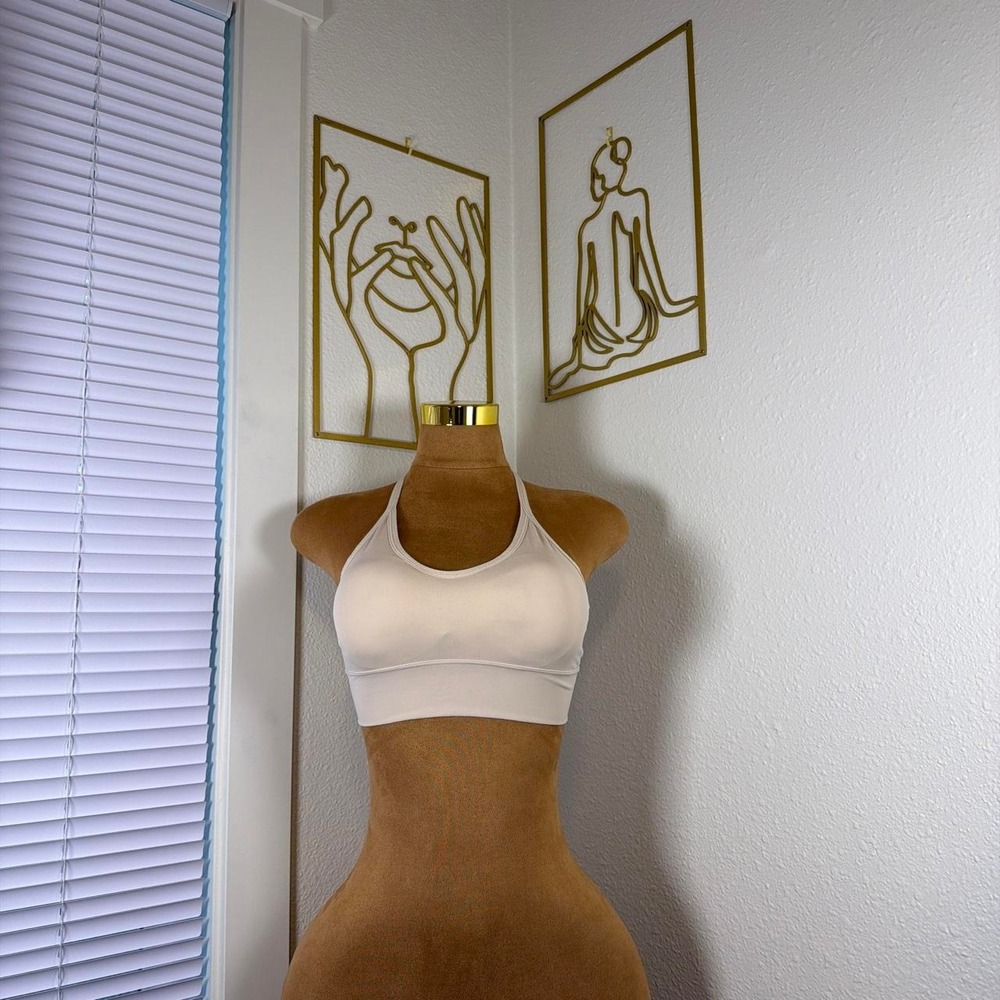 cream sports bra with built in bra